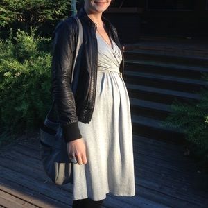 Isabella Oliver Maternity Wrap Dress, Light Gray